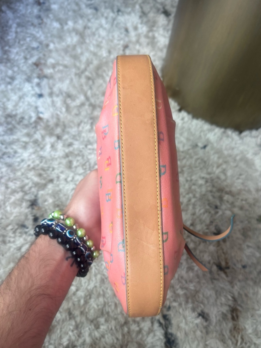 DOONEY & BOURKE VINTAGE Y2K PINK MONOGRAM SHOULDER BAG - Picture 3 of 7
